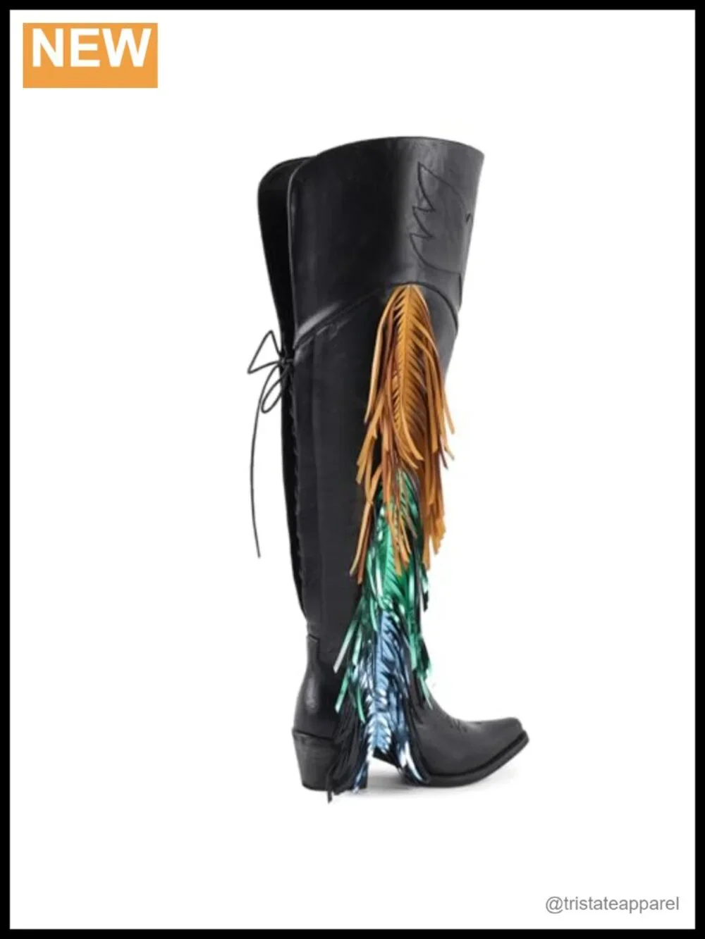 Faux Leather Thigh High Cowboy Boots Women Western Chunky Heel Embroidered